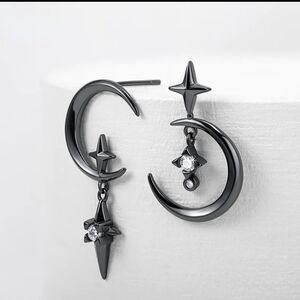 Star Earrings Goth Dark Metal